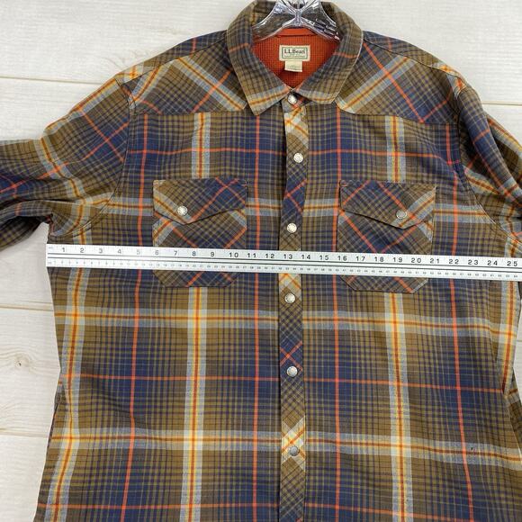 LL Bean Shirt Jacket Mens XL Plaid Canvas Flannel Lined Shacket Snap Pocket - Picture 7 of 12